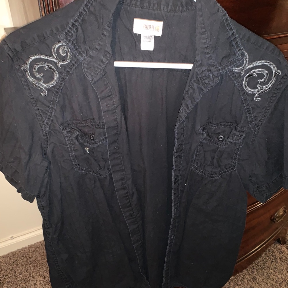 Embroidered button down shirt